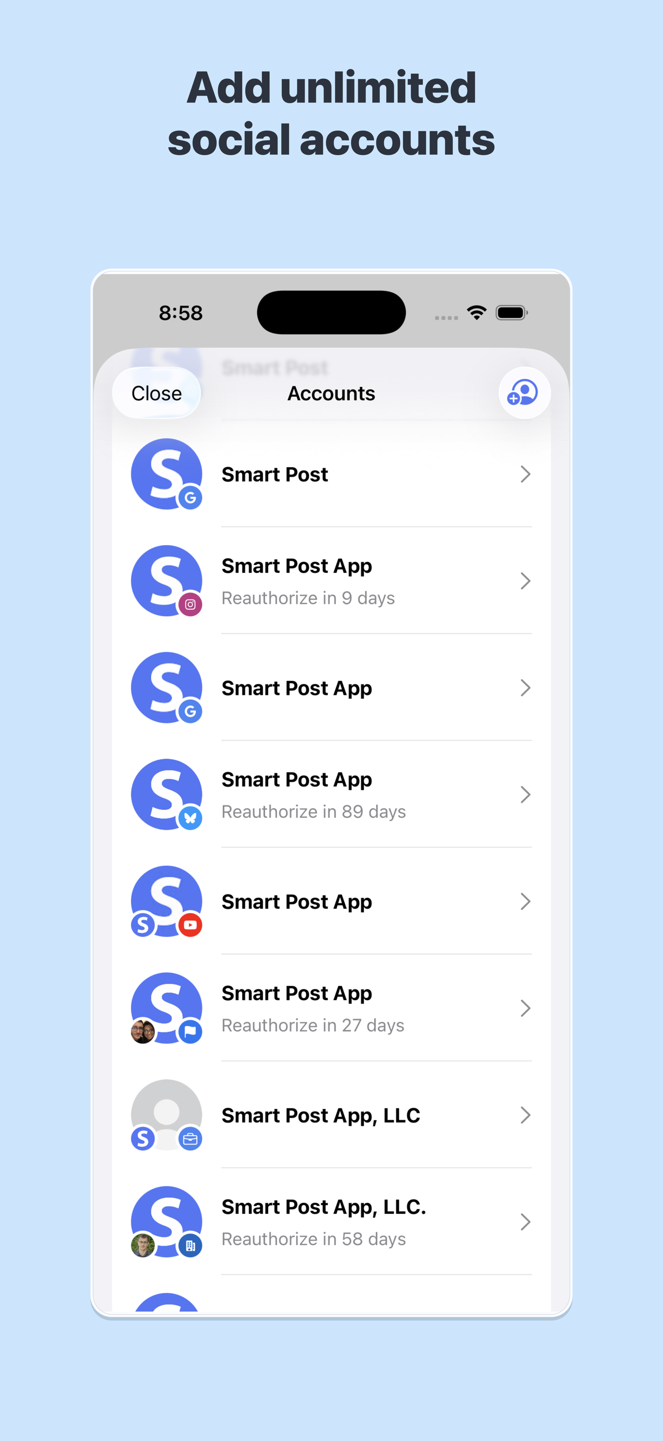 Unlimited accounts screenshot