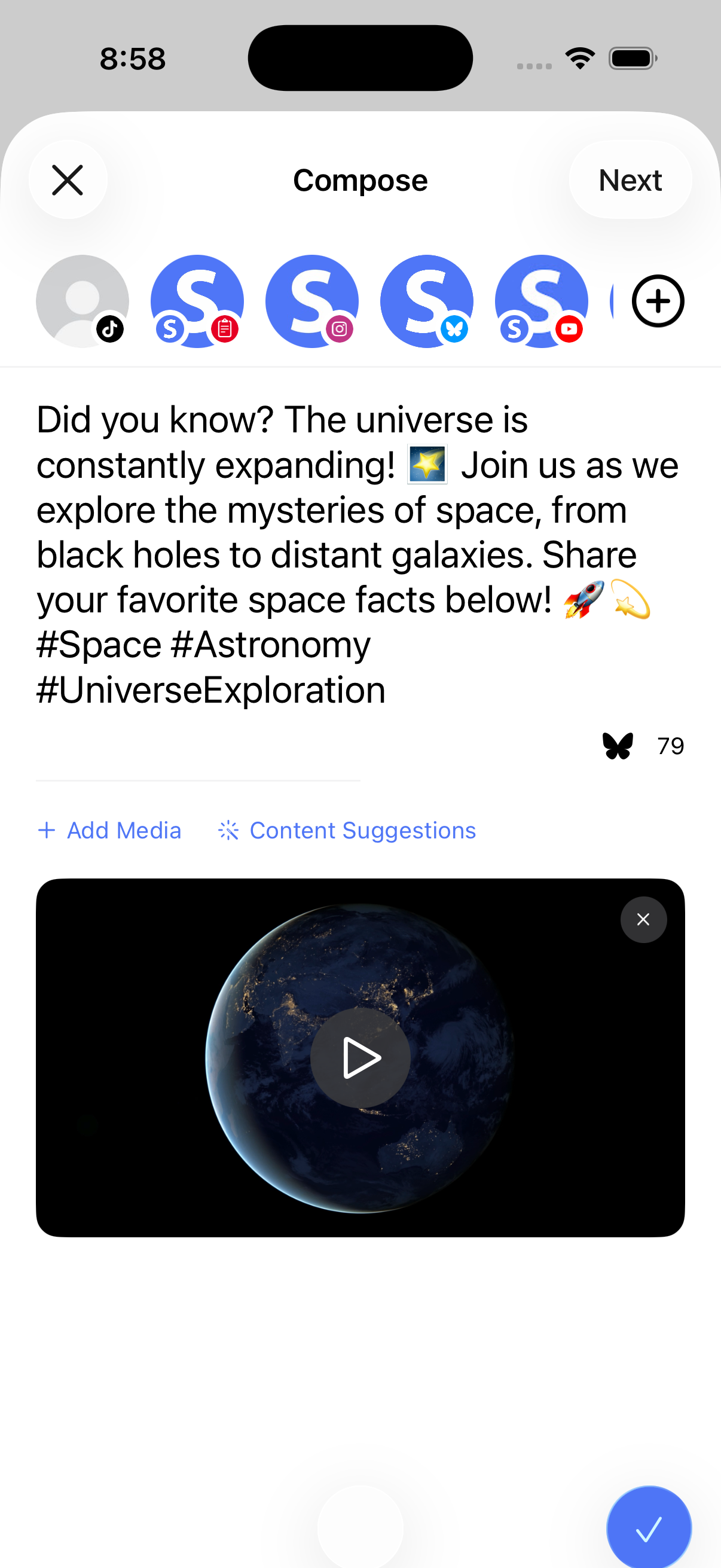 Smart Post scheduling screen